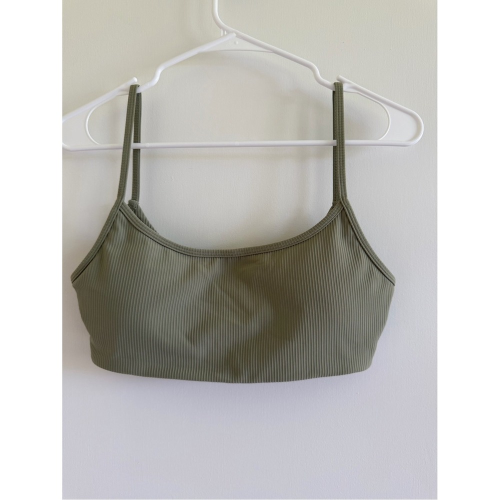 Iwa Company Ribbed Twist Back Sports Bra Green Activewear Yoga Hiking Large